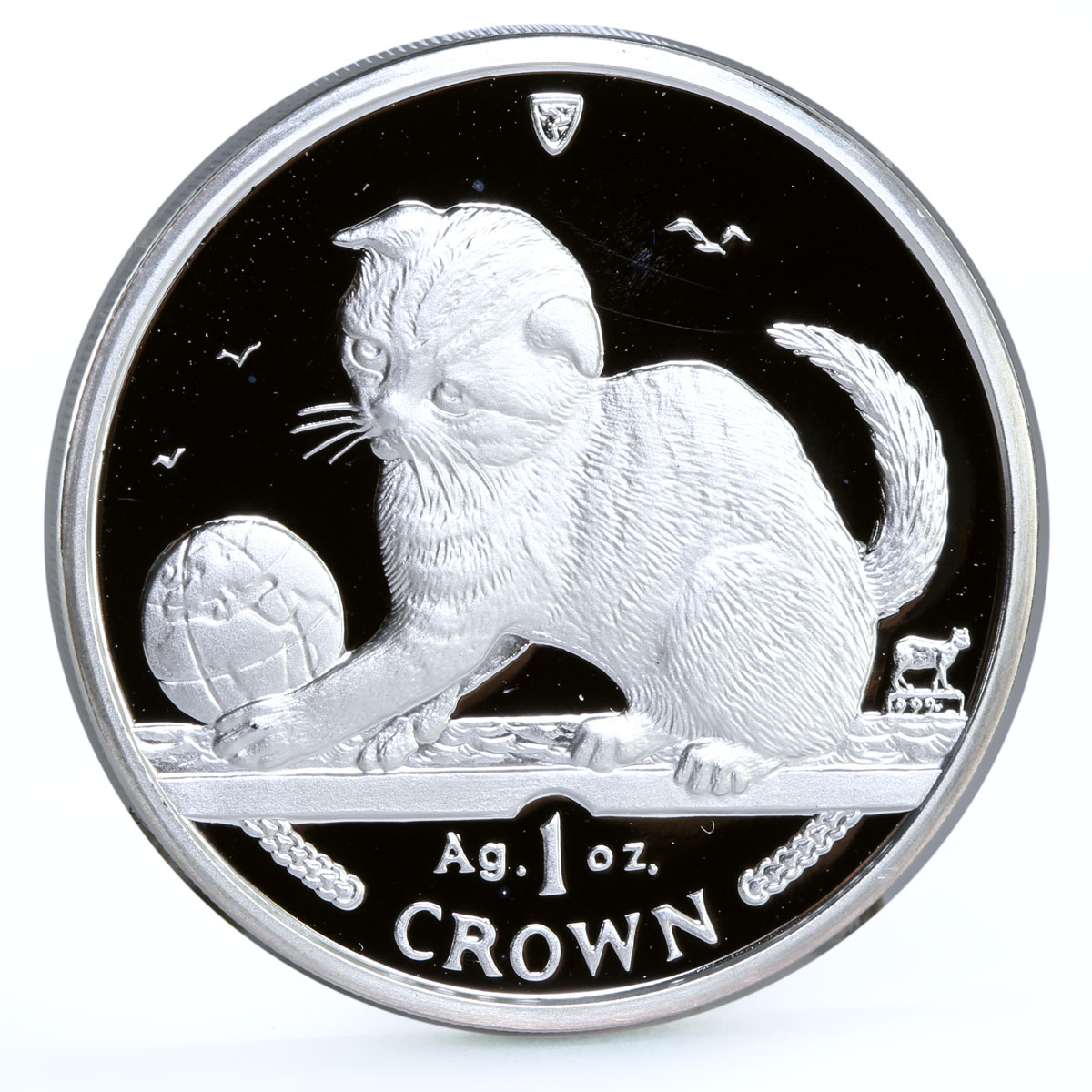 Isle of Man 1 crown Home Pets Scottish Fold Cat Animals proof silver coin 2000