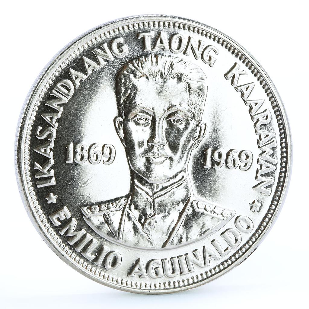 Philippines 1 piso Emilio Aguinaldo silver coin 1969
