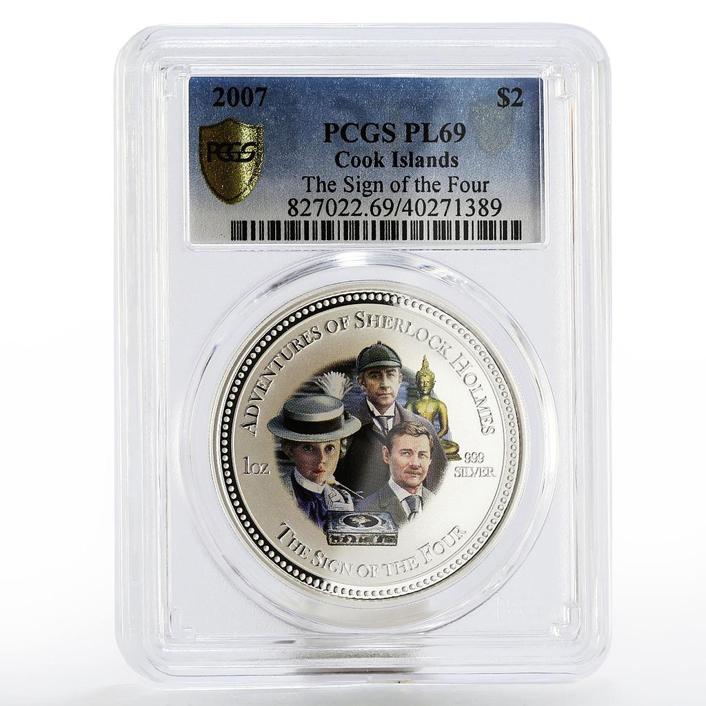 Cook Islands 2 dollars Sherlock Holmes Sign of Four PL69 PCGS silver coin 2007