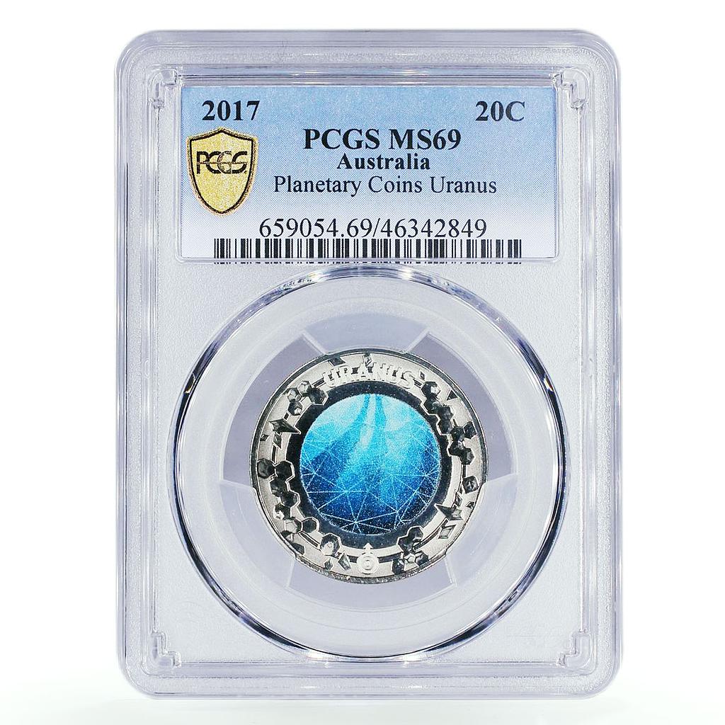 Australia 20 cents Planetary Coin Uranus Space MS69 PCGS CuNi coin 2017