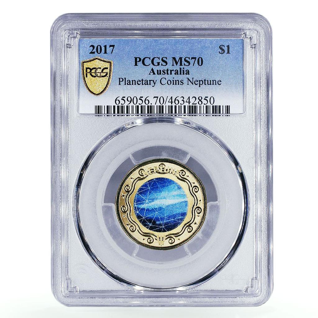 Australia 1 dollar Planetary Coin Neptune Space MS70 PCGS AlBronze coin 2017