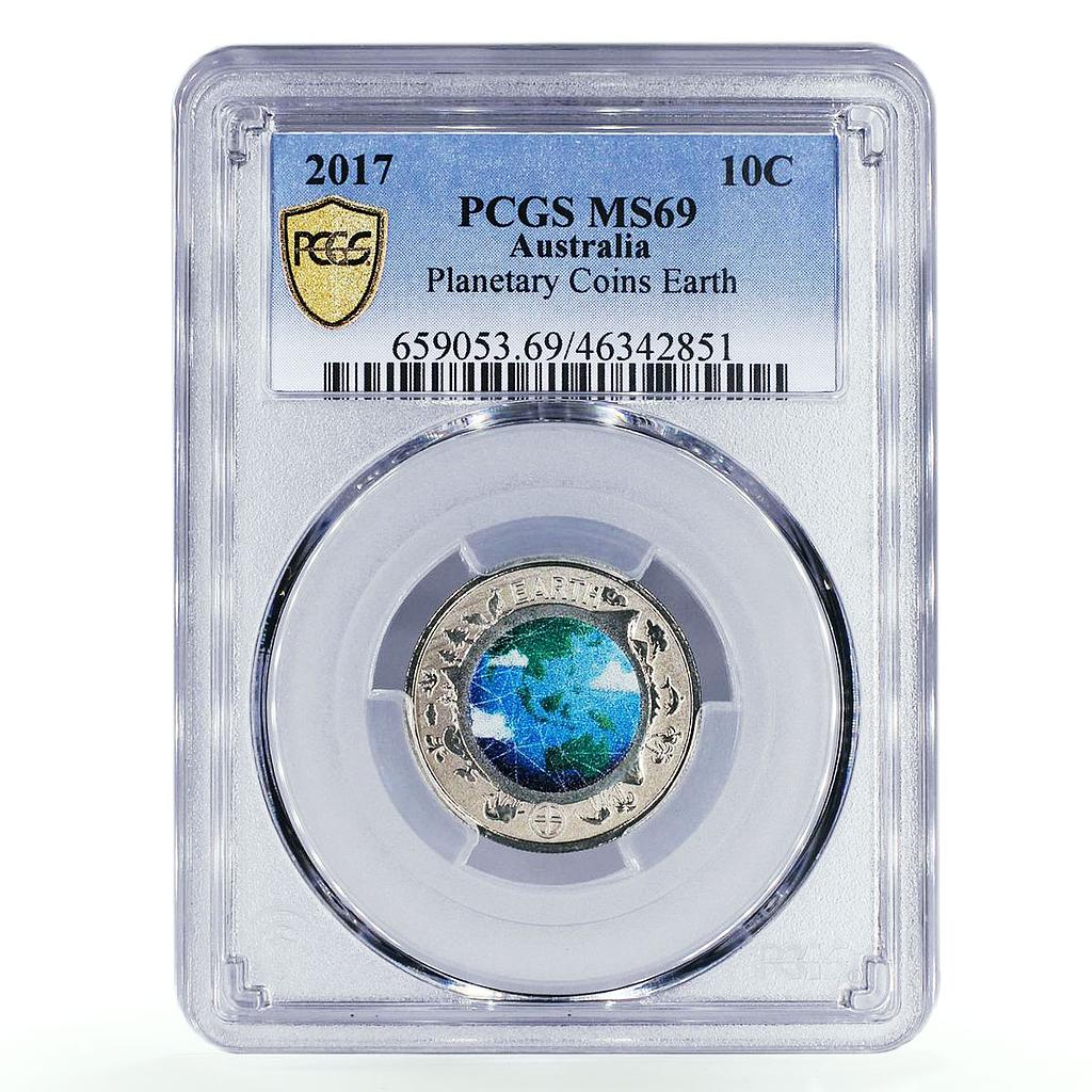 Australia 10 cents Planetary Coin Earth Space MS69 PCGS CuNi coin 2017