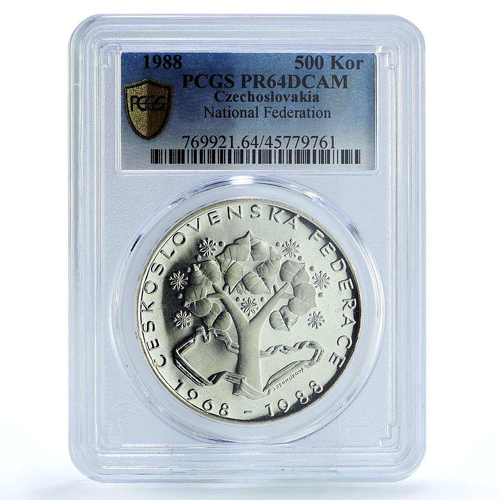 Czechoslovakia 500 korun National Federation Oak Tree PR64 PCGS silver coin 1988 Czechoslovakia 500 korun National Federation Oak Tree PR64 PCGS silver coin 1988