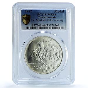 Czechoslovakia 100 Years Sculptor Josef Myslbek MS66 PCGS silver medal 1972