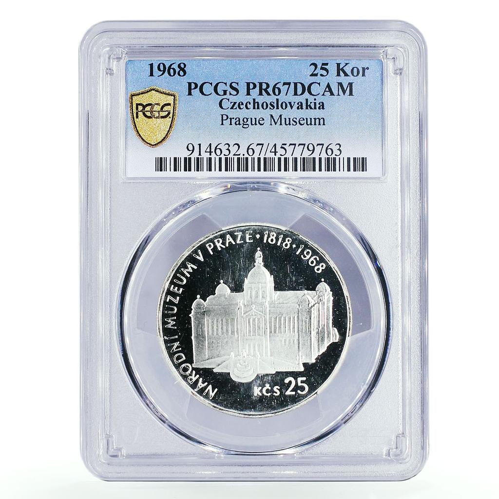 Czechoslovakia 25 korun Prague Museum Architecture PR67 PCGS silver coin 1968