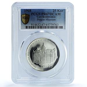 Czechoslovakia 25 korun Prague Museum Architecture PR67 PCGS silver coin 1968