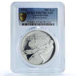 Czechoslovakia 500 korun Centennial of Czech Tennis PR67 PCGS silver coin 1993