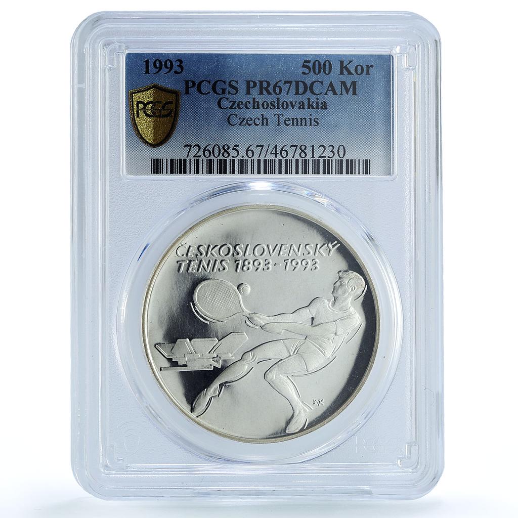 Czechoslovakia 500 korun Centennial of Czech Tennis PR67 PCGS silver coin 1993 Czechoslovakia 500 korun Centennial of Czech Tennis PR67 PCGS silver coin 1993