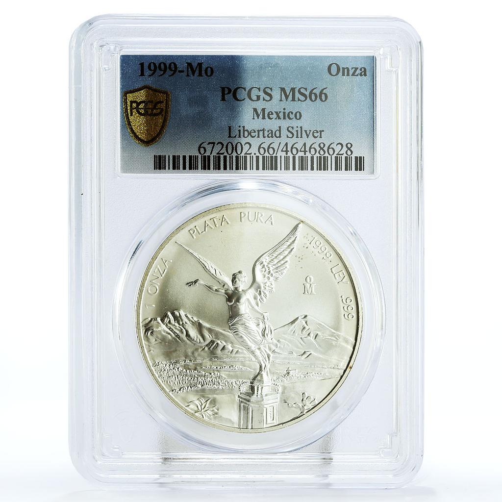Mexico 1 onza Libertad Angel of Independence MS66 PCGS silver coin 1999