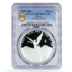 Mexico 1 onza Libertad Angel of Independence PR70 PCGS silver coin 2008