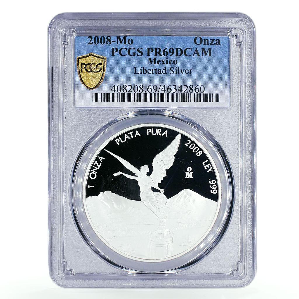 Mexico 1 onza Libertad Angel of Independence PR69 PCGS silver coin 2008