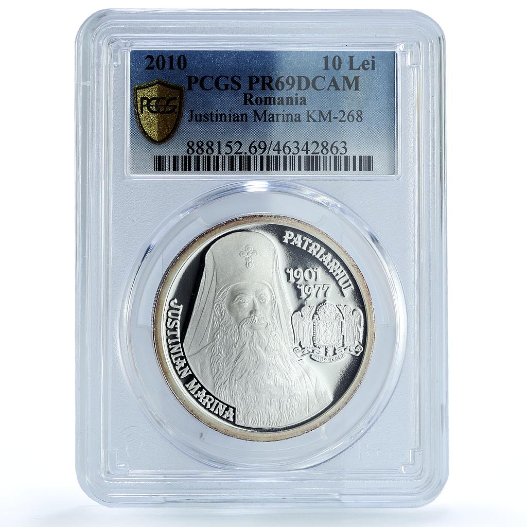 Romania 10 lei Romanian Orthodox Justinian Marina PR69 PCGS silver coin 2010 Romania 10 lei Romanian Orthodox Justinian Marina PR69 PCGS silver coin 2010