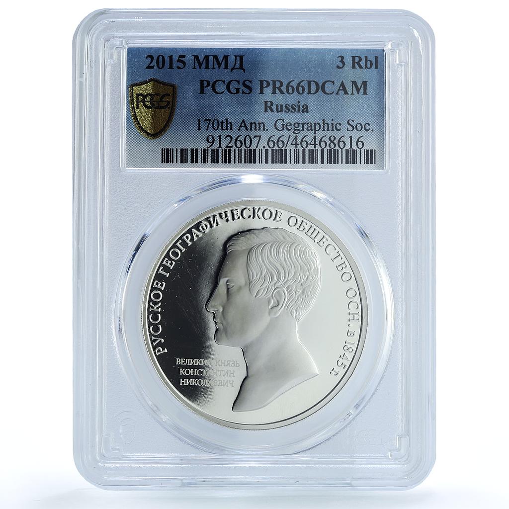 Russia 3 rubles Geographic Society Duke Constantine PR66 PCGS silver coin 2015 Russia 3 rubles Geographic Society Duke Constantine PR66 PCGS silver coin 2015