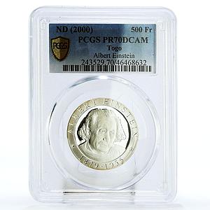 Togo 500 francs Famous Scientist Albert Einstein PR70 PCGS silver coin 2000