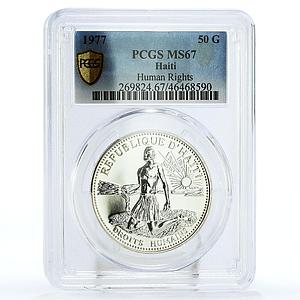 Haiti 50 gourdes Human Rights MS67 PCGS silver coin 1977