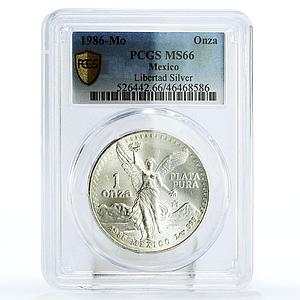 Mexico 1 onza Libertad Angel of Independence MS66 PCGS silver coin 1986