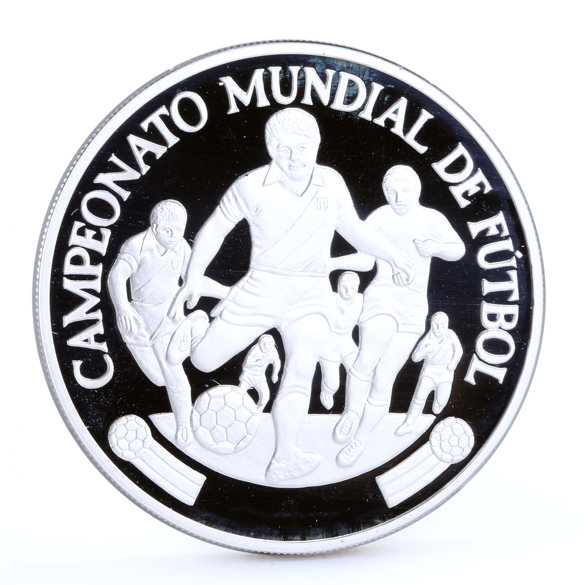 Peru 5000 soles Football World Cup in Spain Players on Field silver coin 1982