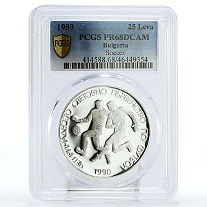 Bulgaria 25 leva Football World Cup in Italy Players PR68 PCGS silver coin 1989