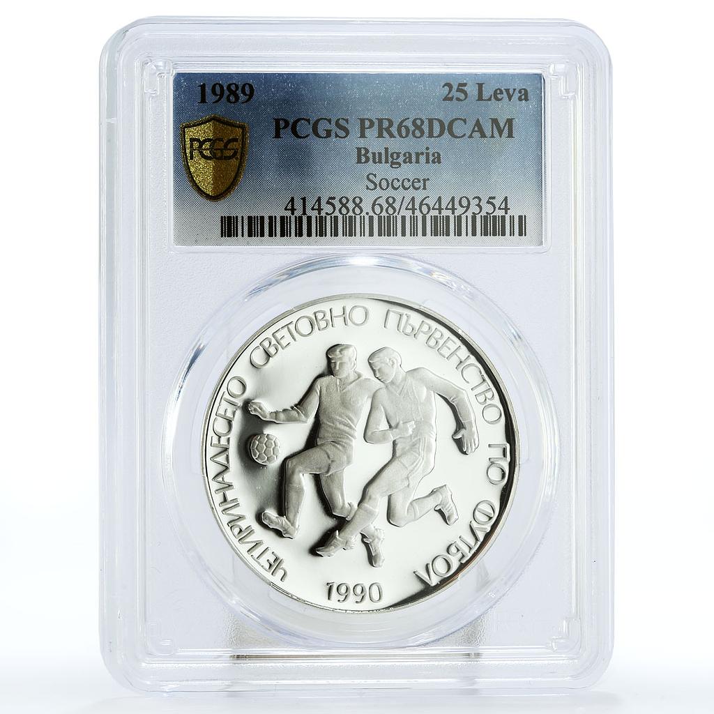 Bulgaria 25 leva Football World Cup in Italy Players PR68 PCGS silver coin 1989