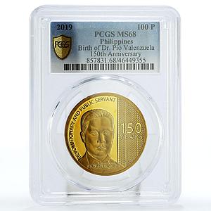 Philippines 100 piso 150 Years Dr Pio Valenzuela MS68 PCGS nordic gold coin 2019