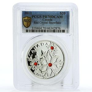 Canada 20 dollars Crystal Snowflake Red Emerald PR70 PCGS silver coin 2011