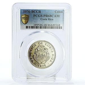 Costa Rica 1 colon State Coinage Coat of Arms PR68 PCGS CuNi coin 1976