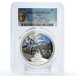 Niue 2 dollars Famous Express Orient Railways Trains PR69 PCGS silver coin 2010