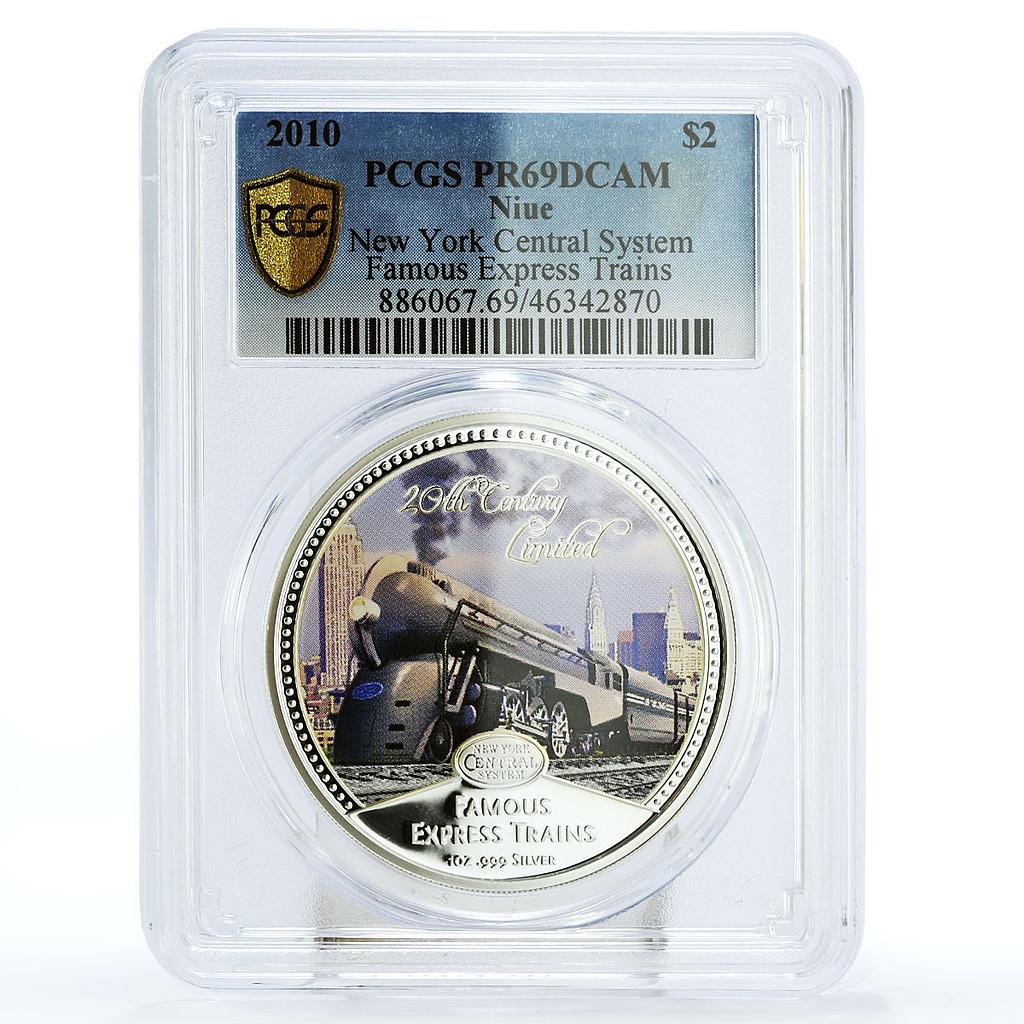 Niue 2 dollars Famous Express New York Railways Trains PR69 PCGS Ag coin 2010