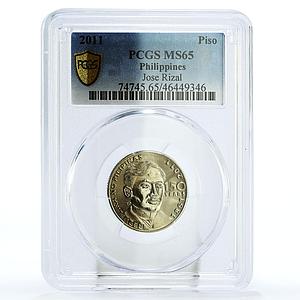 Philippines 1 piso 150 Years National Hero Jose Rizal MS65 PCGS nickel coin 2011