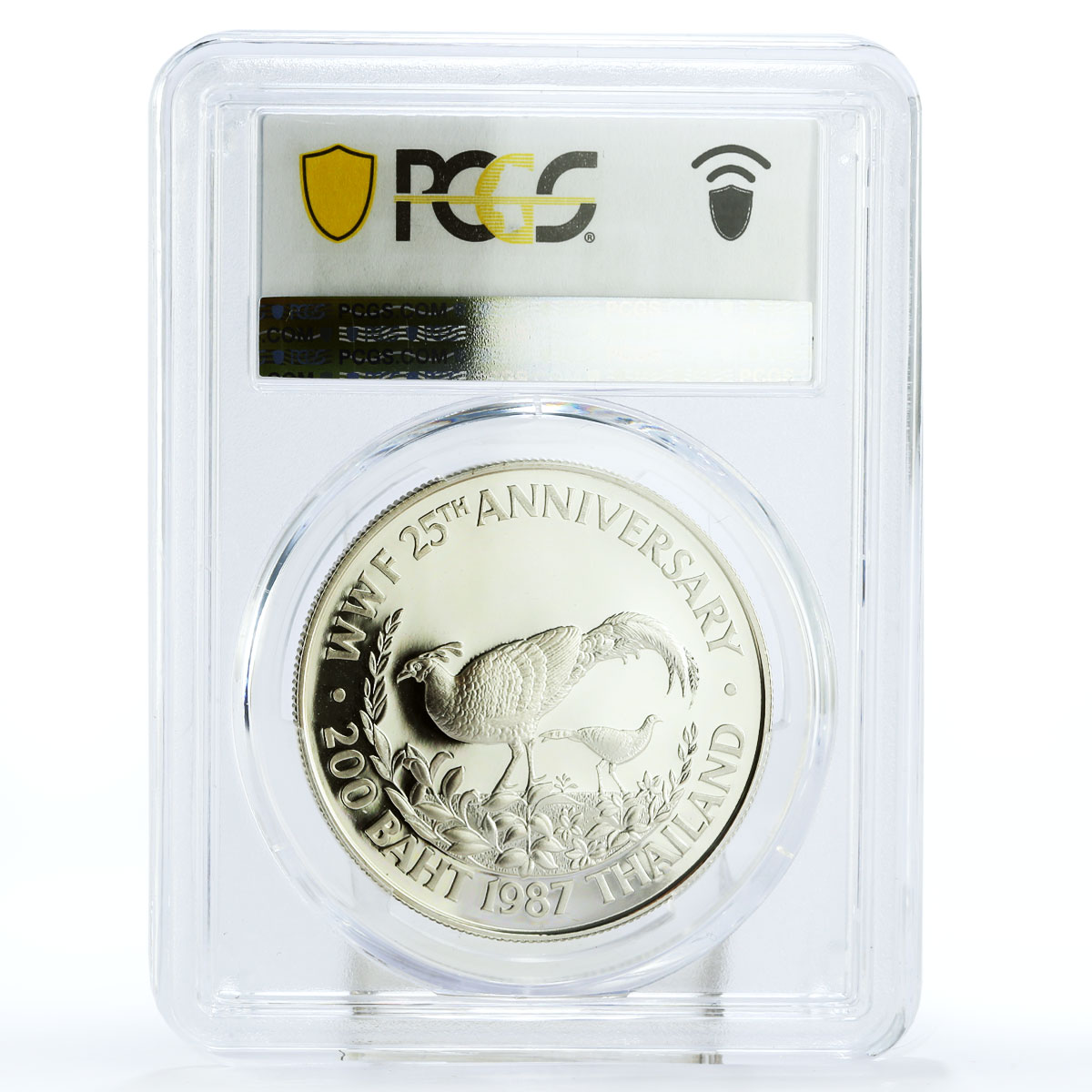 Thailand 200 baht Endangered Wildlife Pheasant Bird PR68 PCGS silver coin 1987