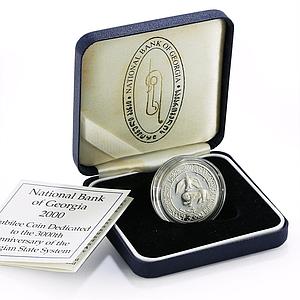 Georgia 10 lari 3000th Anniversary of Statehood Lion proof silver coin 2000