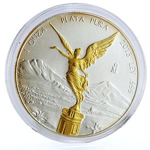 Mexico 1 onza Libertad Angel of Independence gilded silver coin 2013