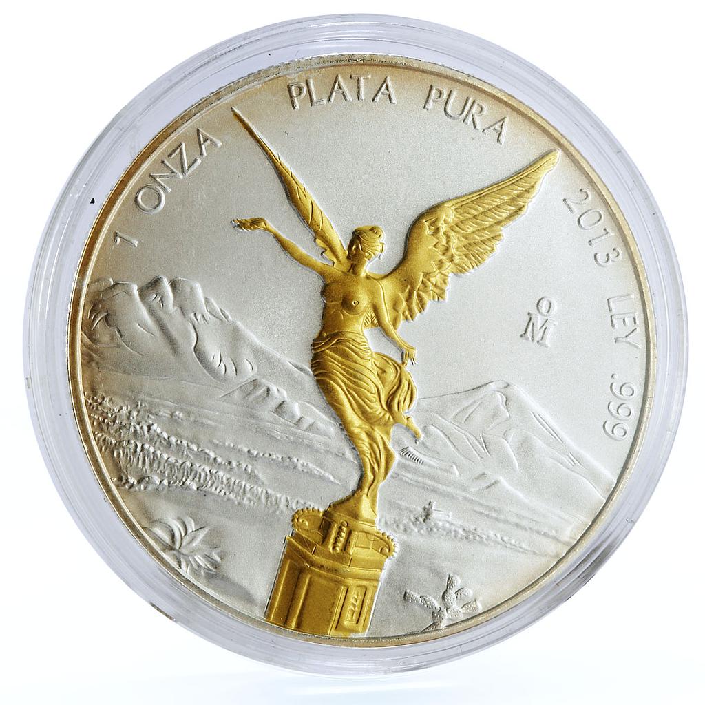 Mexico 1 onza Libertad Angel of Independence gilded silver coin 2013