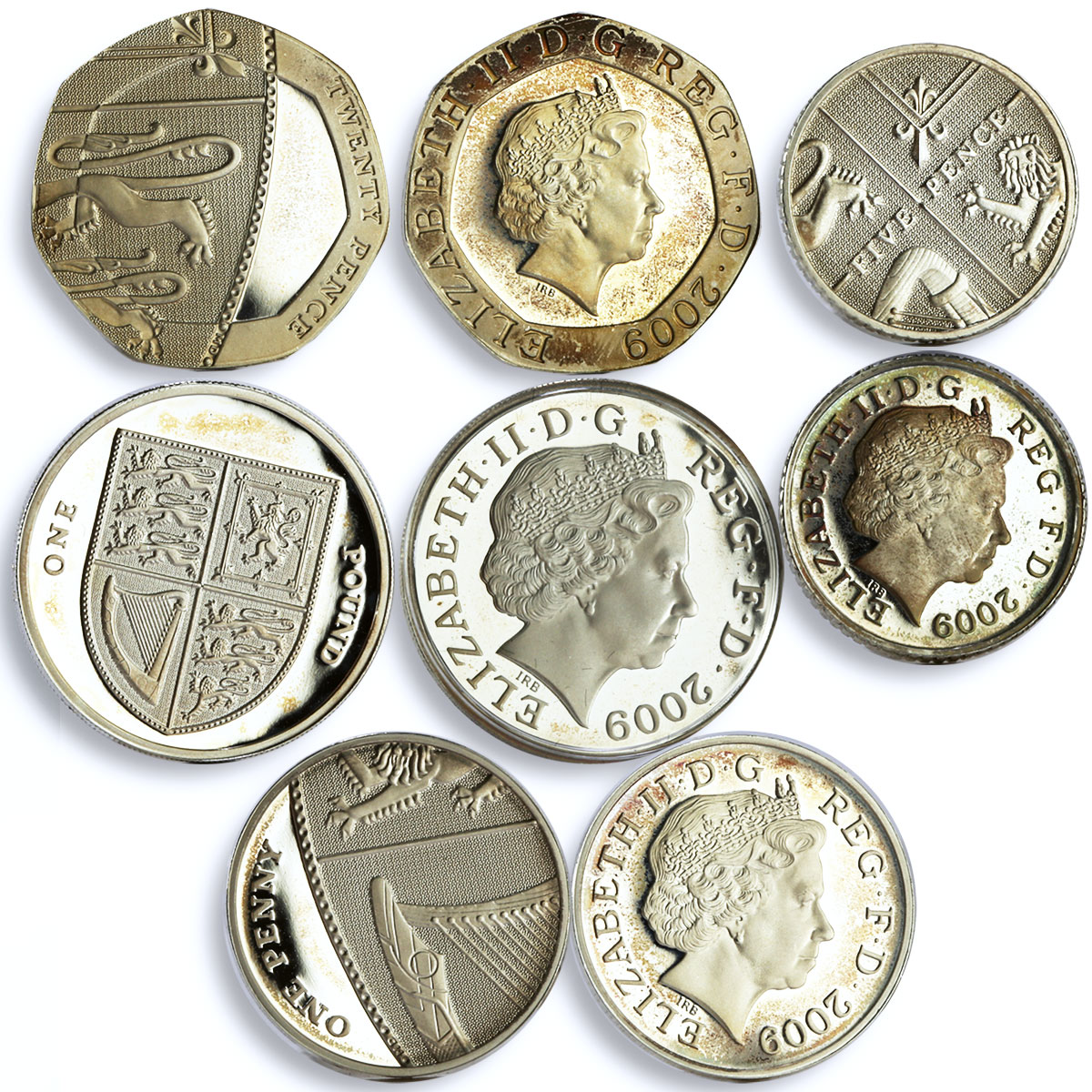 Britain set of 12 coins The 2009 UK Coinage gilded silver coins 2009