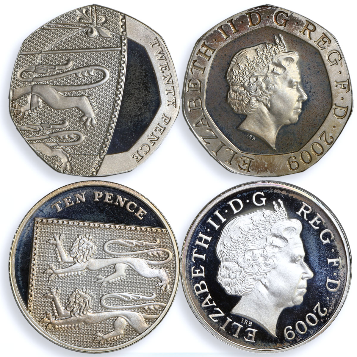 Britain set of 12 coins The 2009 UK Coinage gilded silver coins 2009