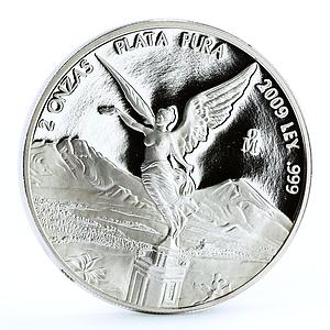 Mexico 2 onzas Libertad Angel of Independence proof silver coin 2009