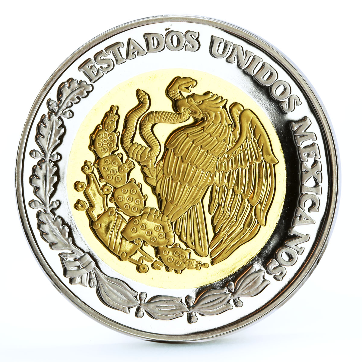 Mexico 100 pesos 180 Years Federation Michoacan Coat of Arms AgAu coin 2004