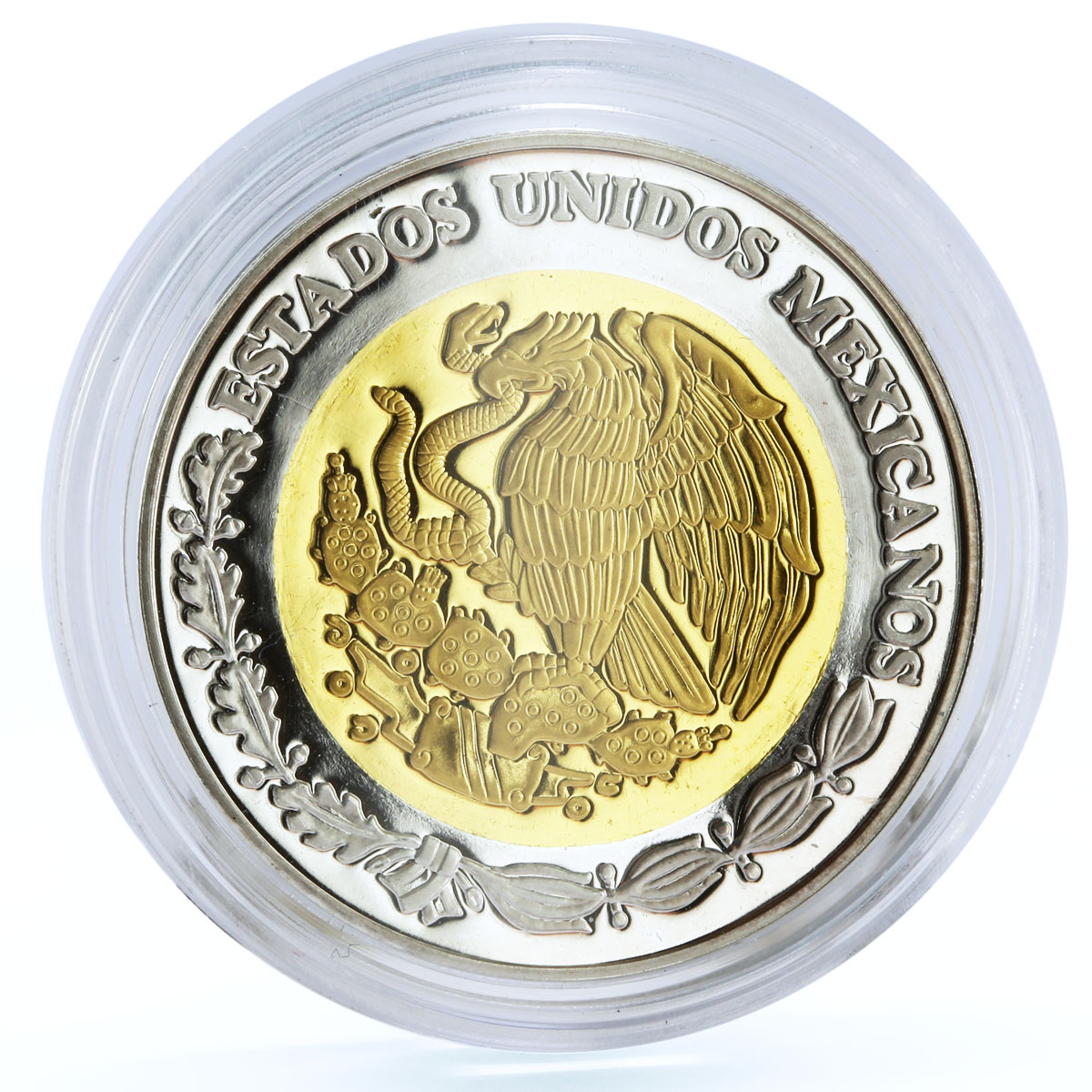 Mexico 100 pesos 180 Years Federation Michoacan Coat of Arms AgAu coin 2004