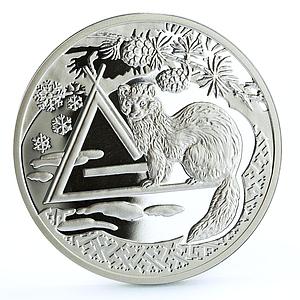 Niue 1 dollar Nature Siberian Sable Animals Fauna proof silver coin 2007
