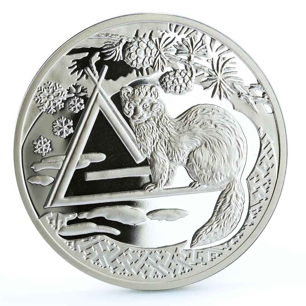Niue 1 dollar Nature Siberian Sable Animals Fauna proof silver coin 2007