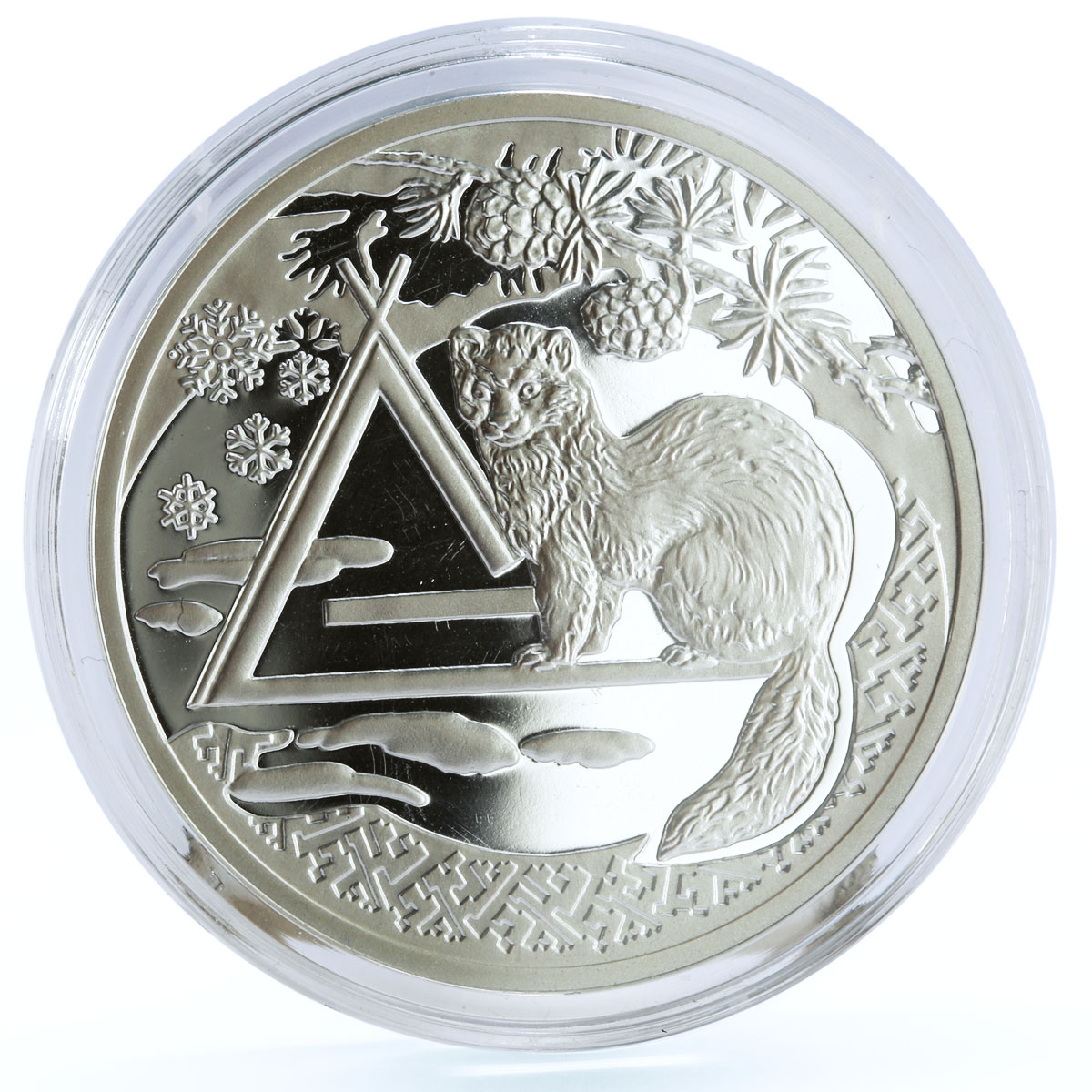 Niue 1 dollar Russian Nature Siberian Sable Animals Fauna proof silver coin 2007