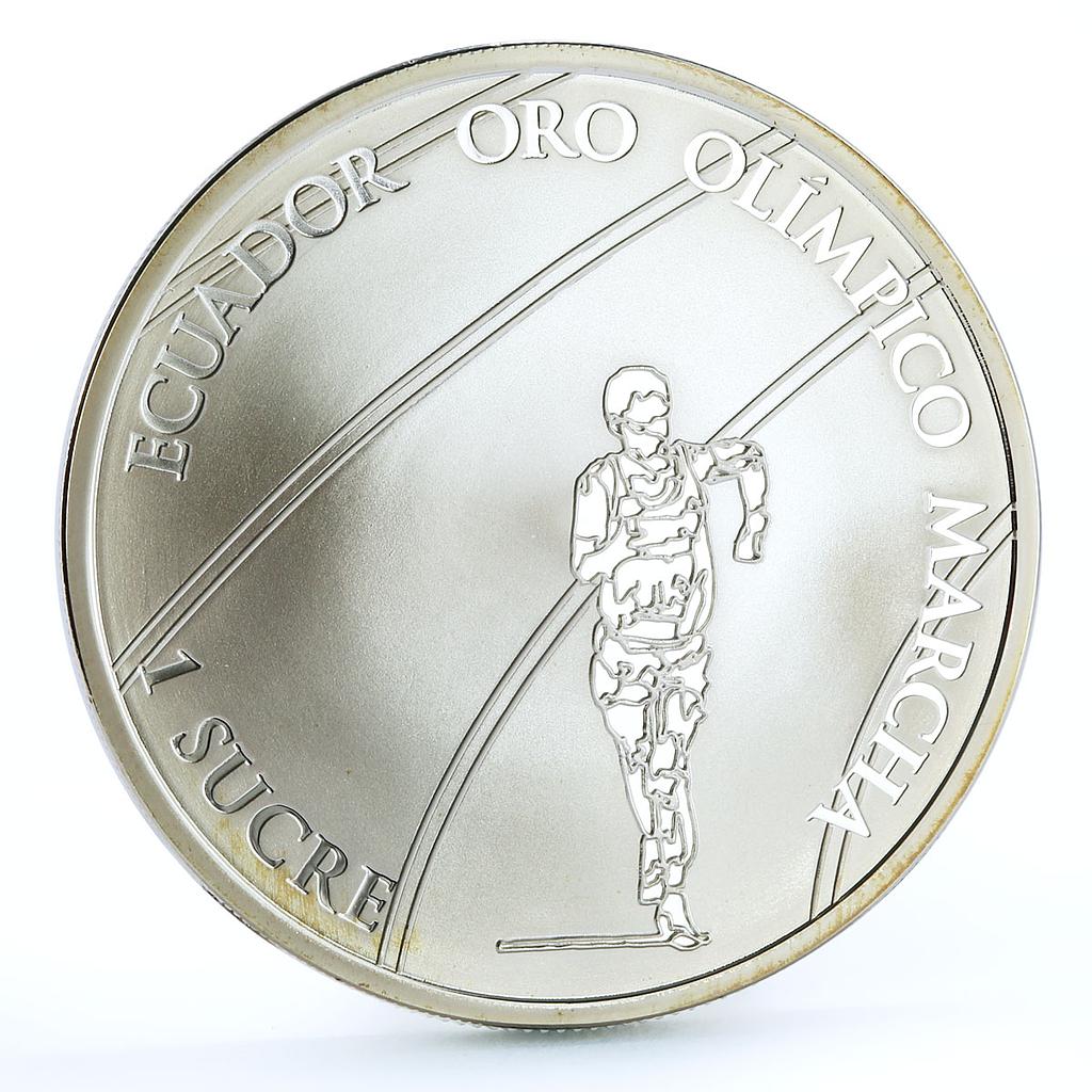 Ecuador 1 sucre Olympic Games Race Walking Sportsman proof silver coin 2007