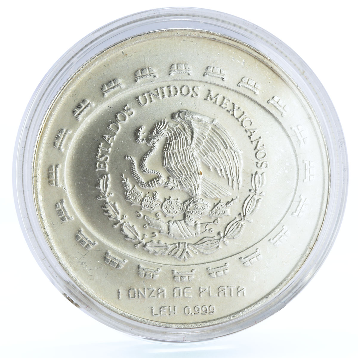 Mexico 5 pesos Disco de La Muerte Disc of Death silver coin 1998