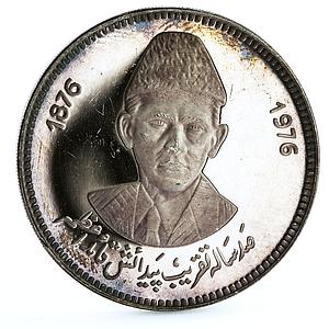 Pakistan 100 rupees Birth of Mohammed Ali Jinnah proof silver coin 1976