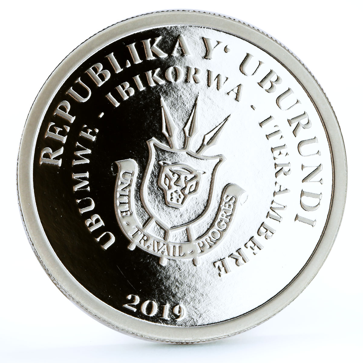 Burundi 25 francs African Big Five Lion Animals Fauna colored silver coin 2019