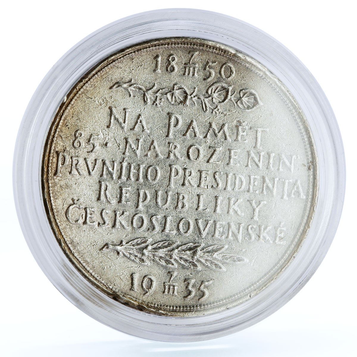 Czechoslovakia 85th Anniversary 1st President Tomas Masaryk Ag medal coin 1935