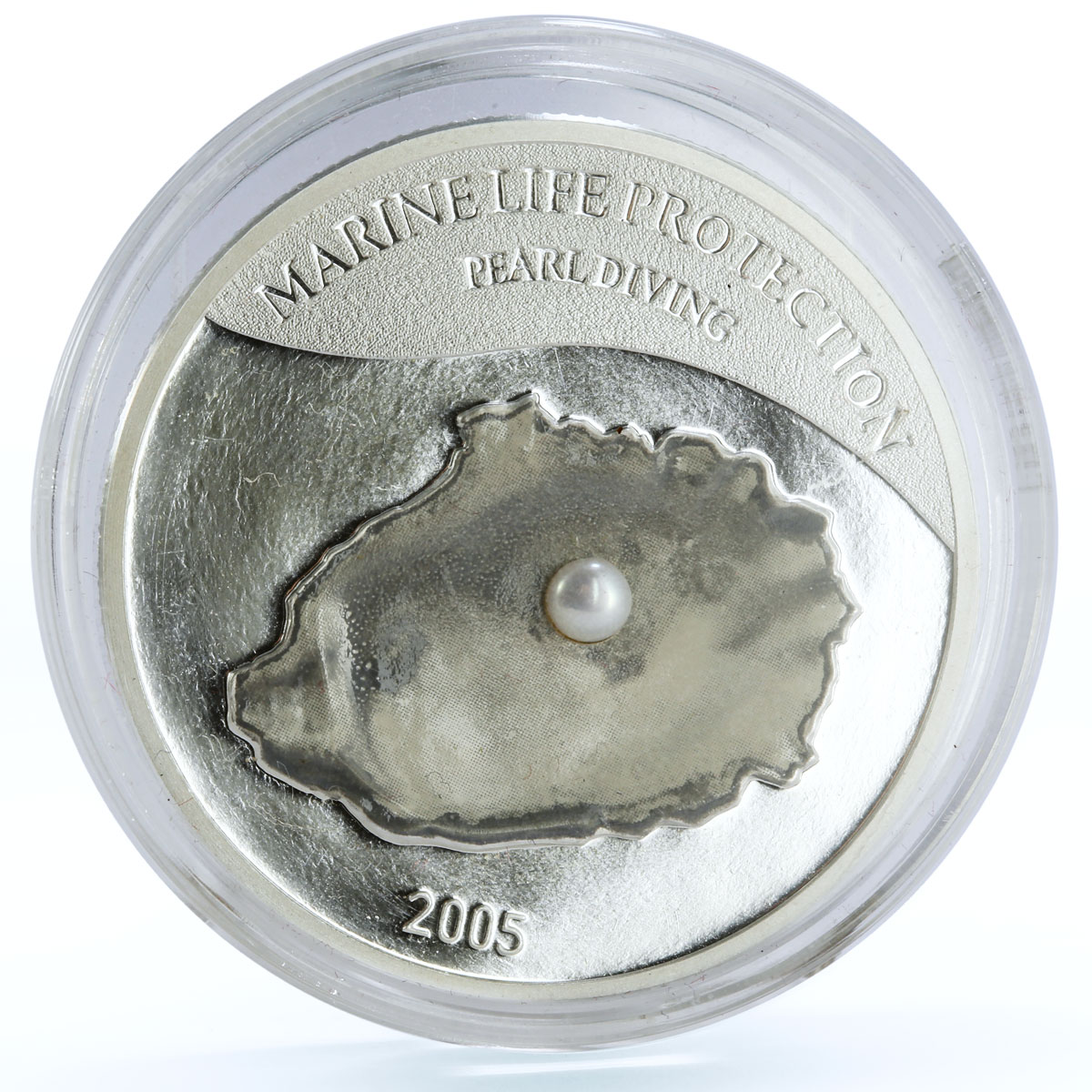 Mariana Islands 5 dollars Marine Life Protection Pearl Diving silver coin 2005