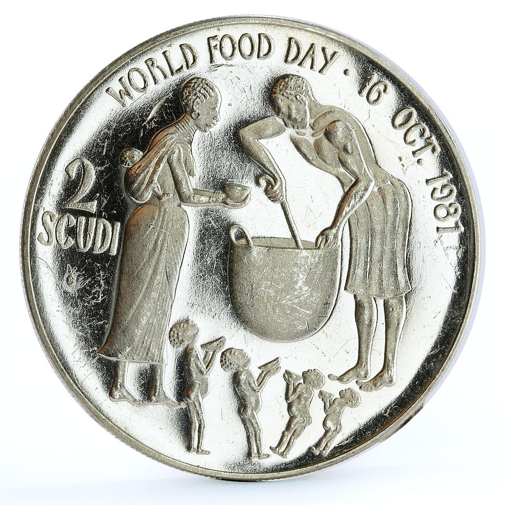 Malta 2 scudi FAO World Food Day Feeding Children proof silver coin 1981