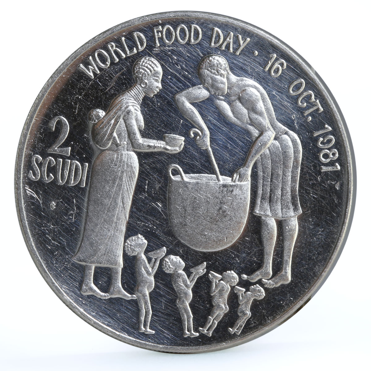 Malta 2 scudi FAO World Food Day Feeding Children proof silver coin 1981