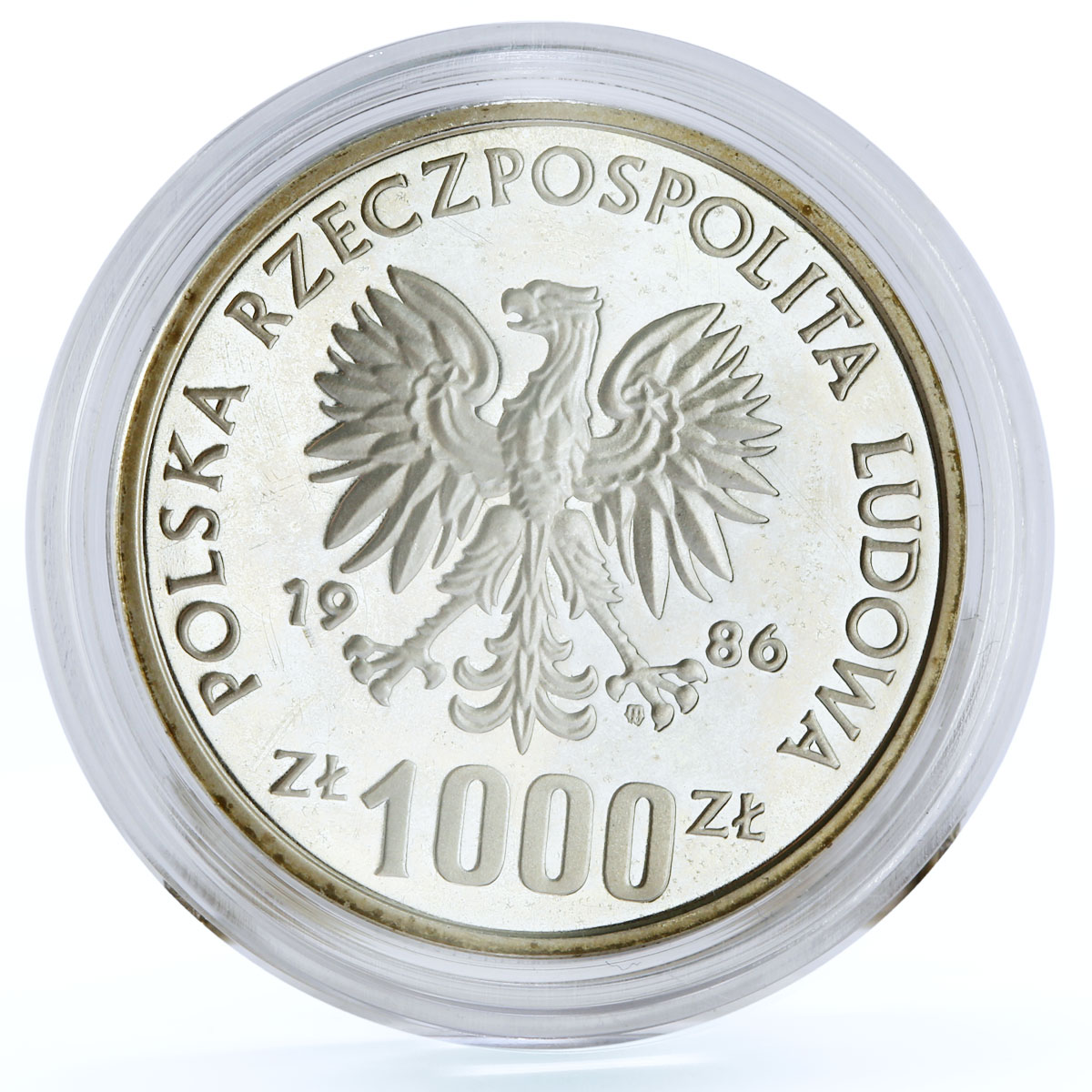 Poland 1000 zlotych Endangered Wildlife Owl Birds Fauna proba silver coin 1986